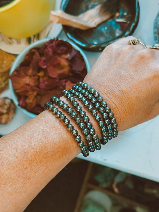 Hematite Stretch Bracelet – 6mm Beads