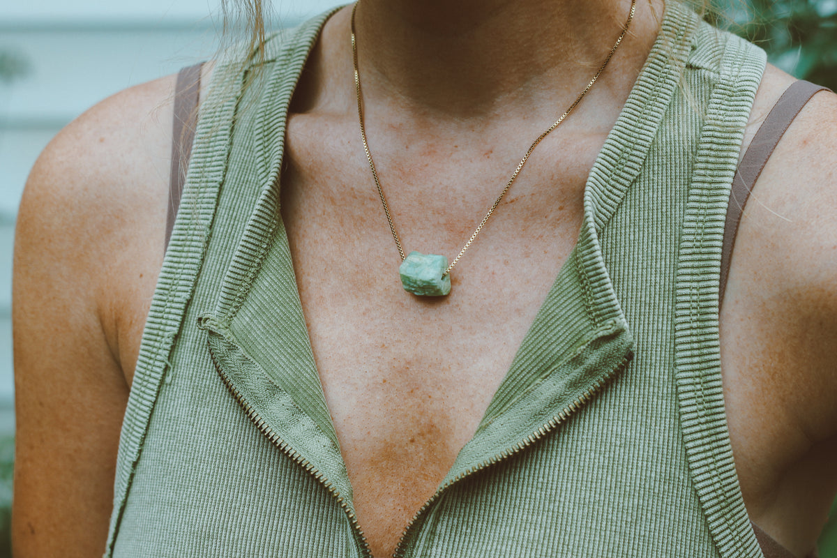 Raw Australian Chrysoprase Necklace | Heart of the Earth