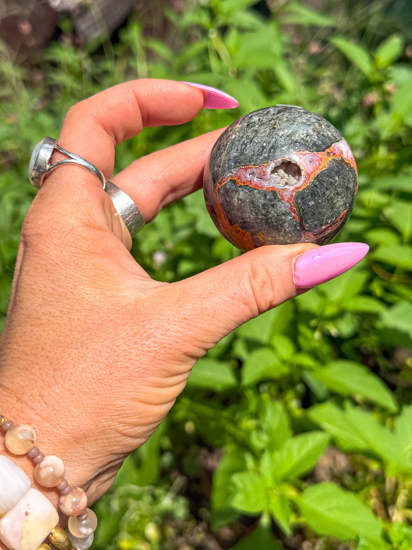 Pink Bumblebee Jasper sphere