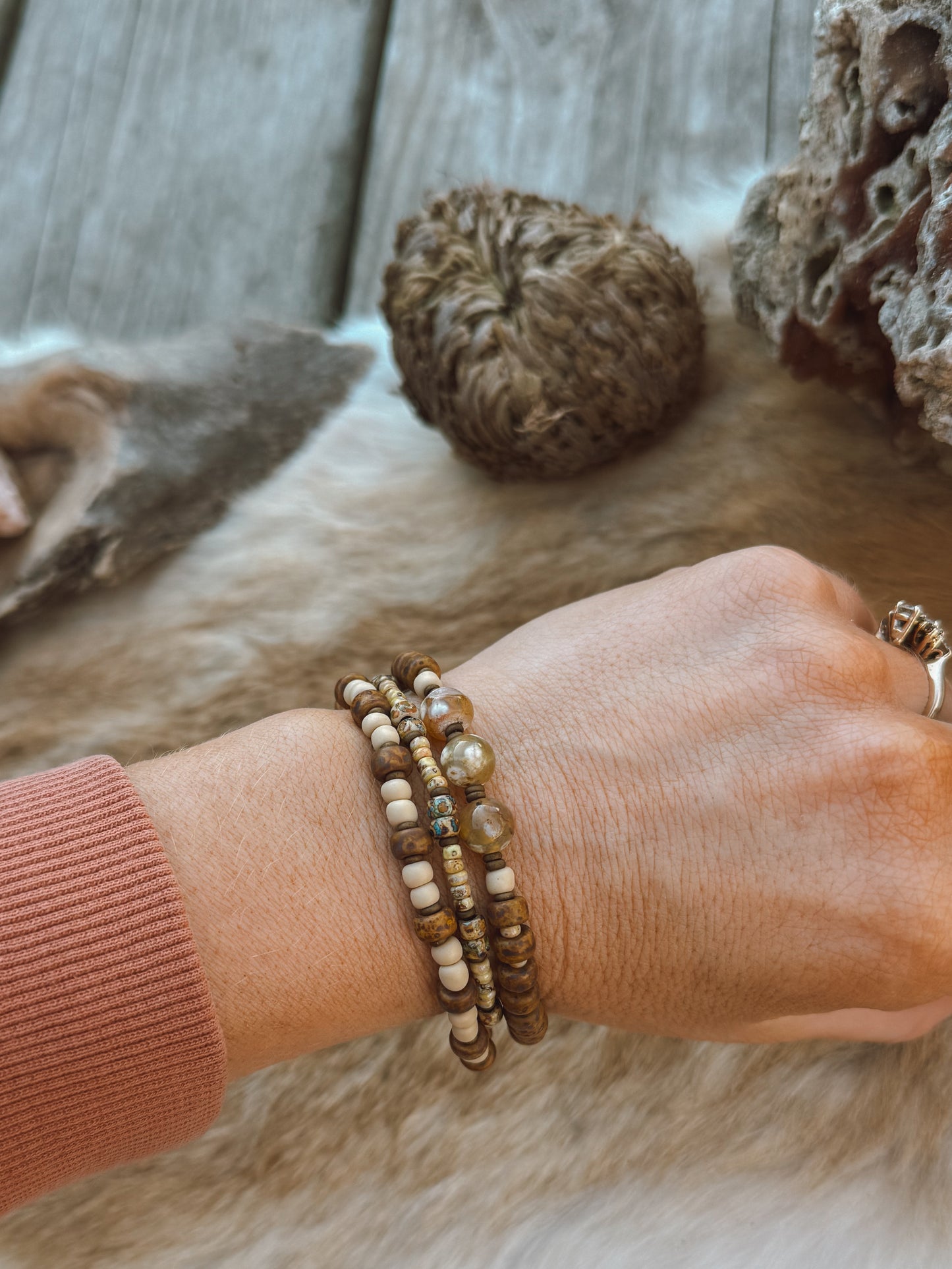 Wild Flower Bracelet stack // desert flower agate