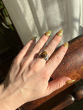 Oval Tiger Eye Sterling Silver ring size 7