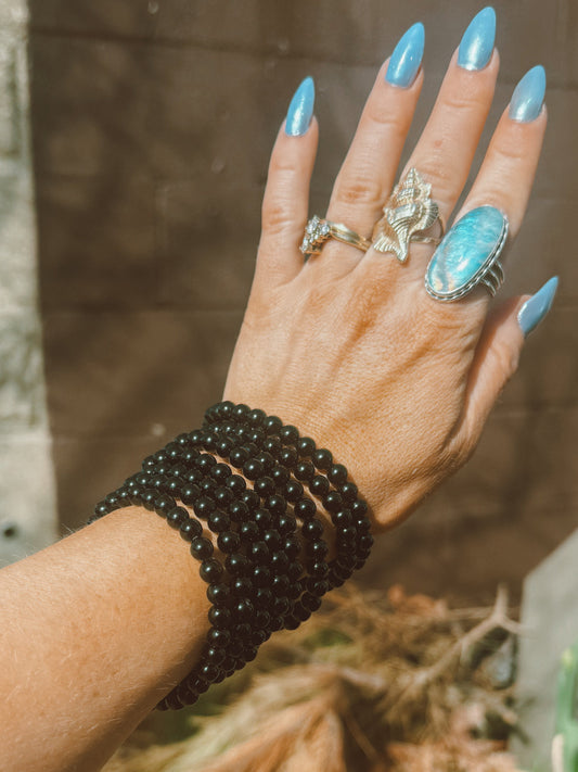 Black Tourmaline Stretch Bracelet – 6mm Beads