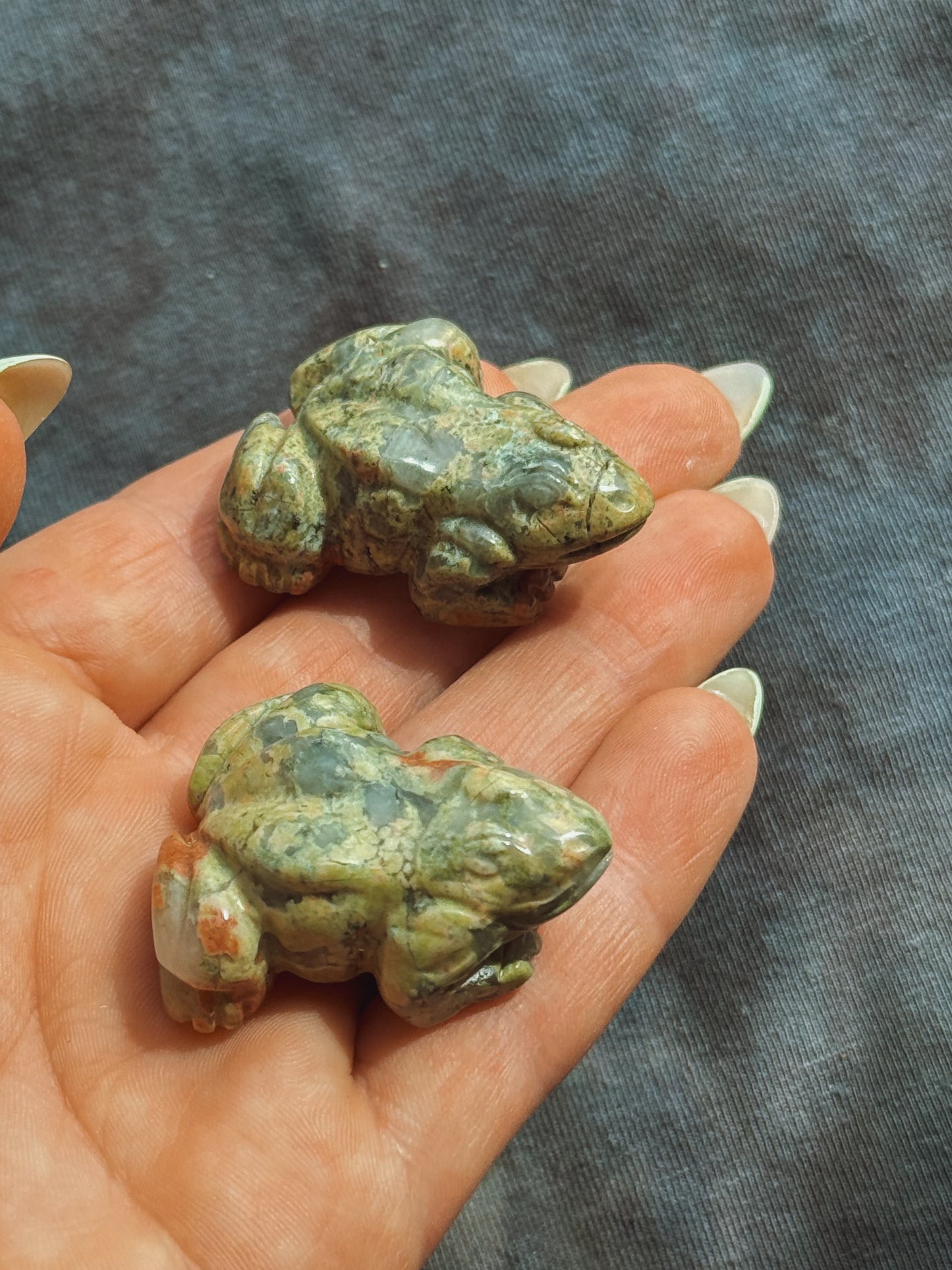 Unakite Frog Stone carving