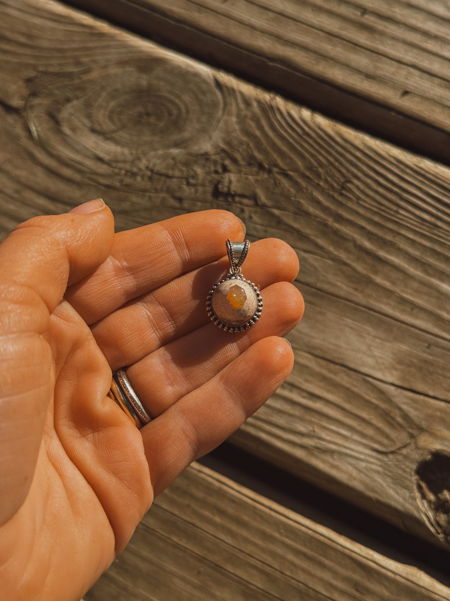 Fire Opal Sterling Pendant