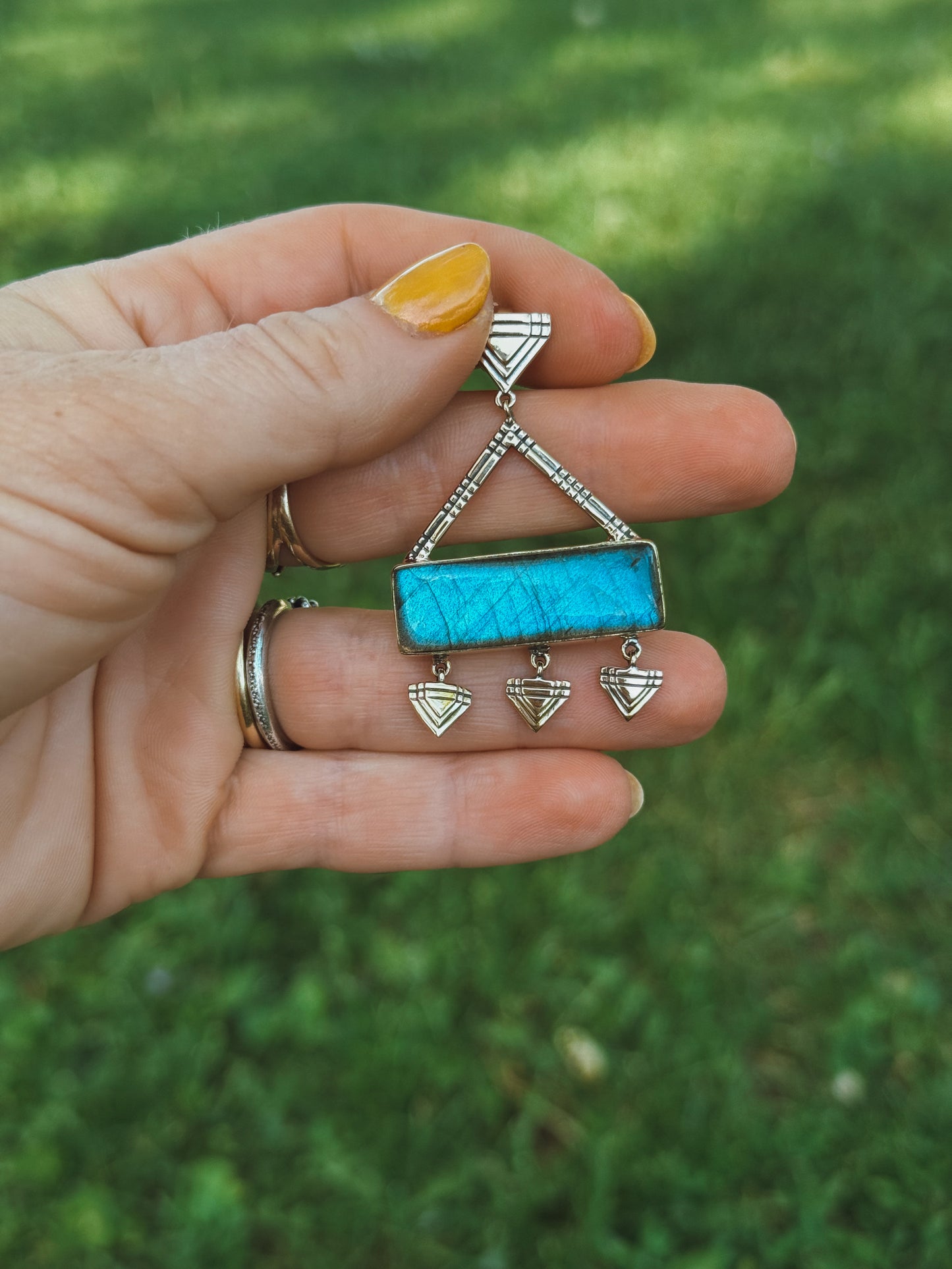 Labradorite Brass Pendant