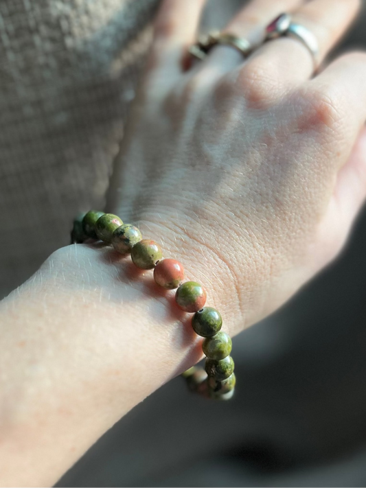 Unakite Stretch Bracelet – 8mm Beads