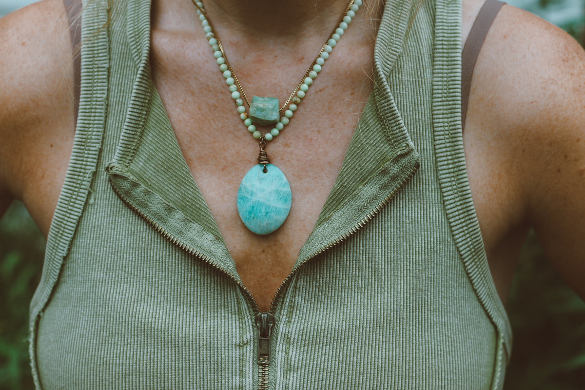 Amazonite & Lemon Chrysoprase Necklace | Whispers of the Heart