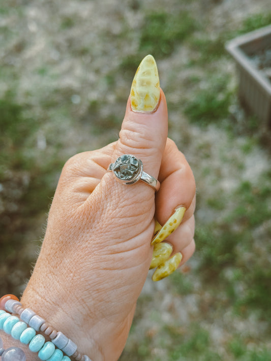 Pyrite Cluster Sterling Silver Ring – Size 9