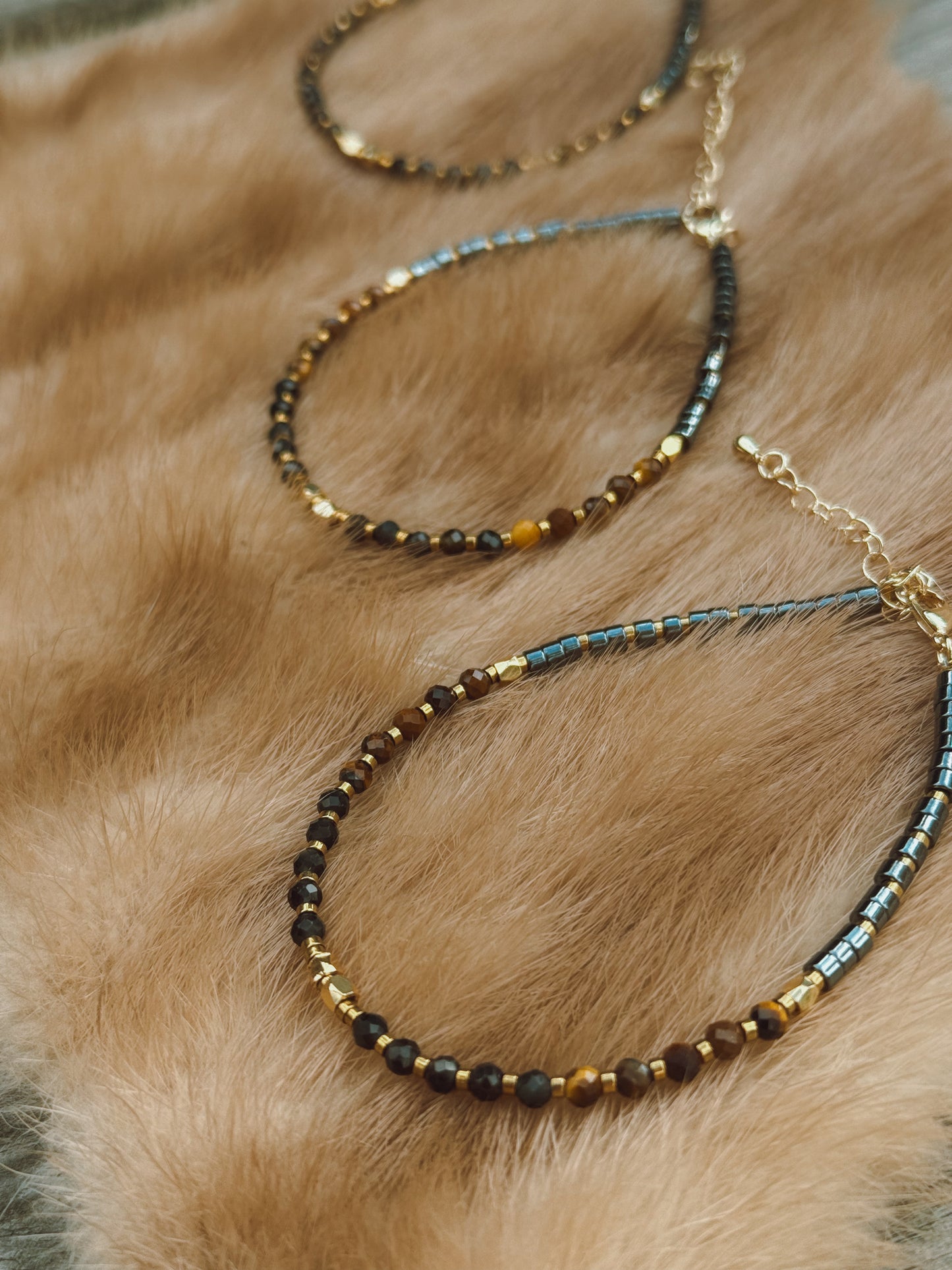 Grounding & Protection Faceted Bracelet – Tiger’s Eye, Terahertz & Hematite Faceted Beads