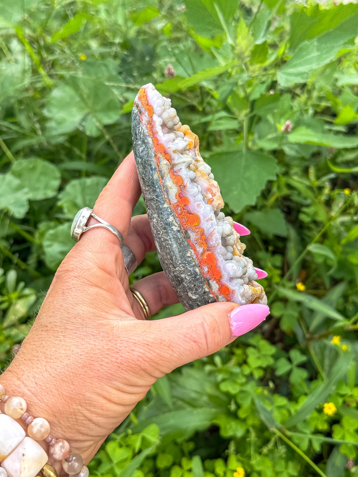 Rare Violet Pink Botryoidal Chalcedony + Bumblebee Jasper