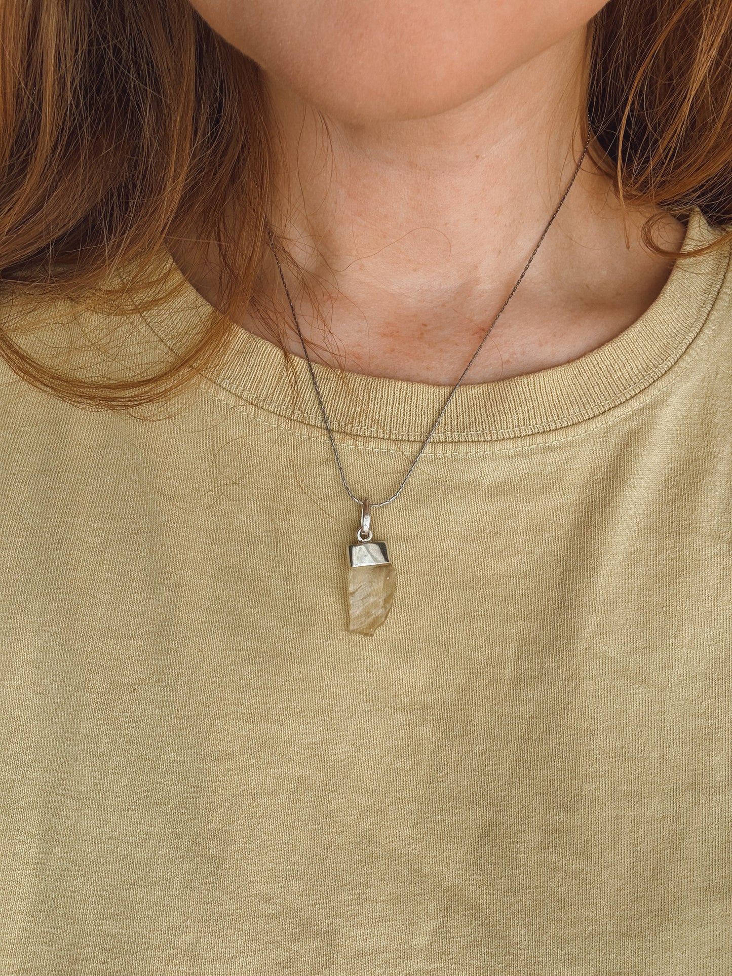 Libyan Golden Tektite Sterling silver pendant