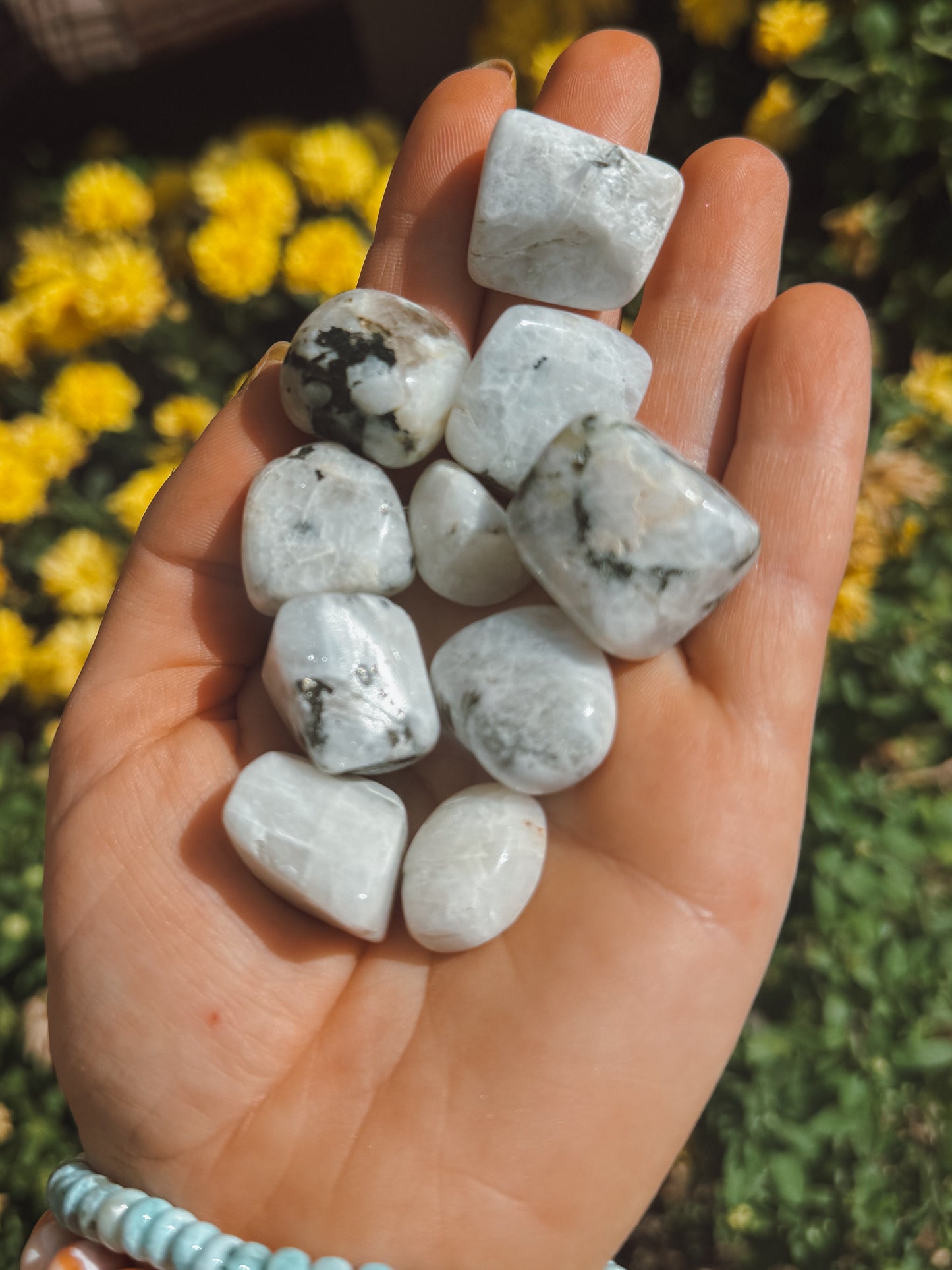 White Rainbow Moonstone Tumbled Stone