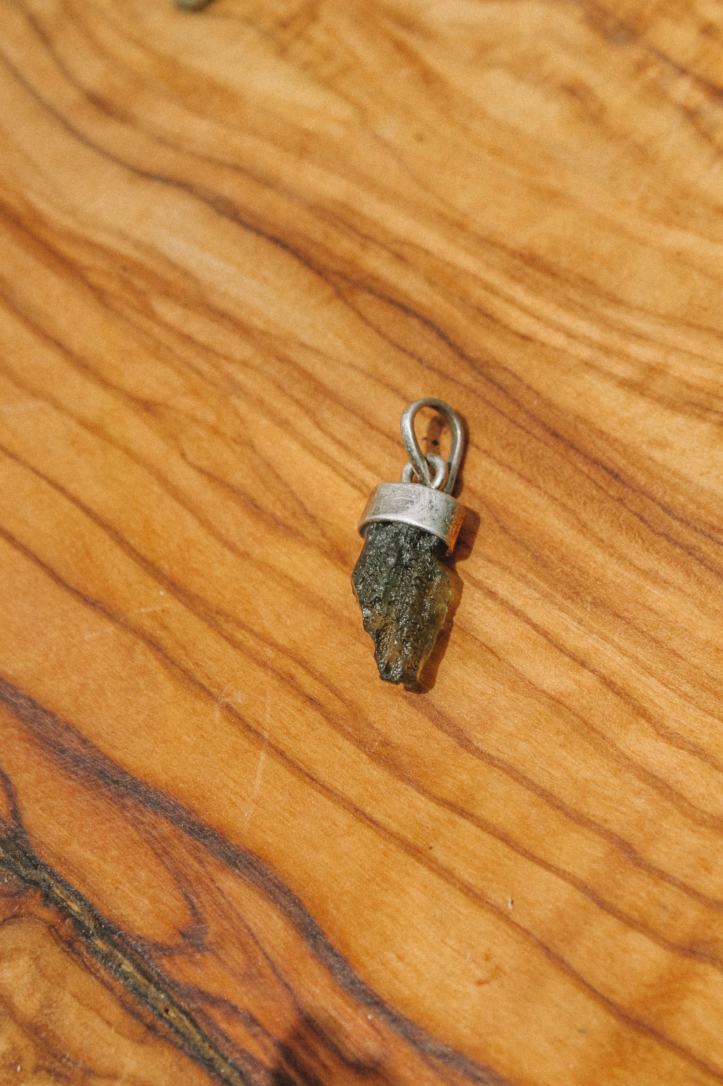 Raw Moldavite Pendant with Sterling silver