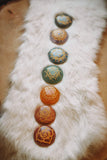 Chakra Gemstone Set //  7 carved chakra crystals, info card & bag
