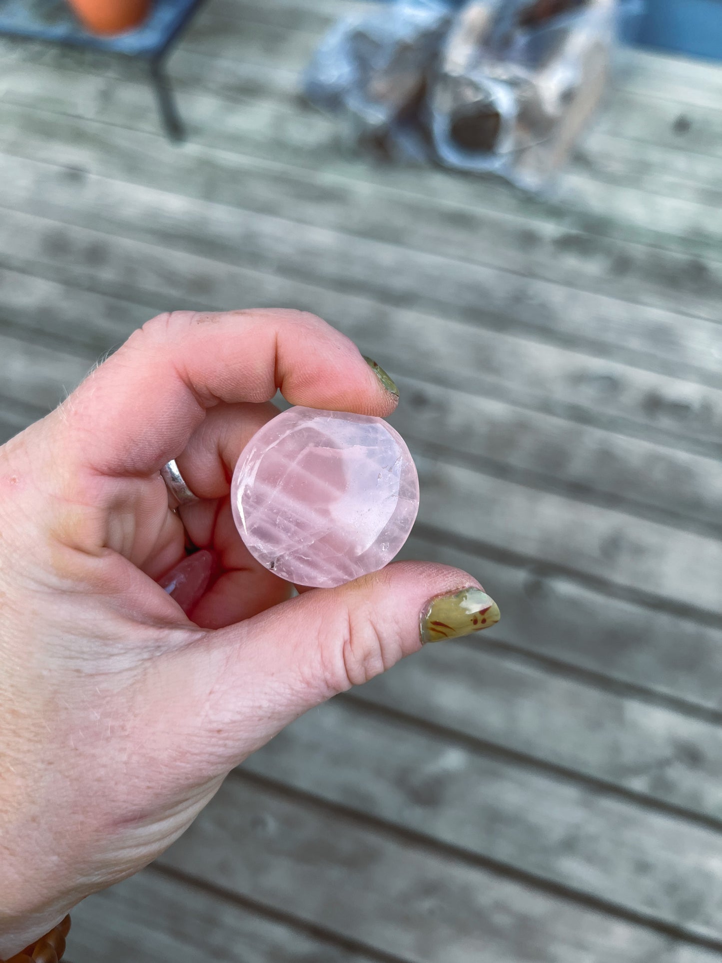 Rose Quartz coin stone