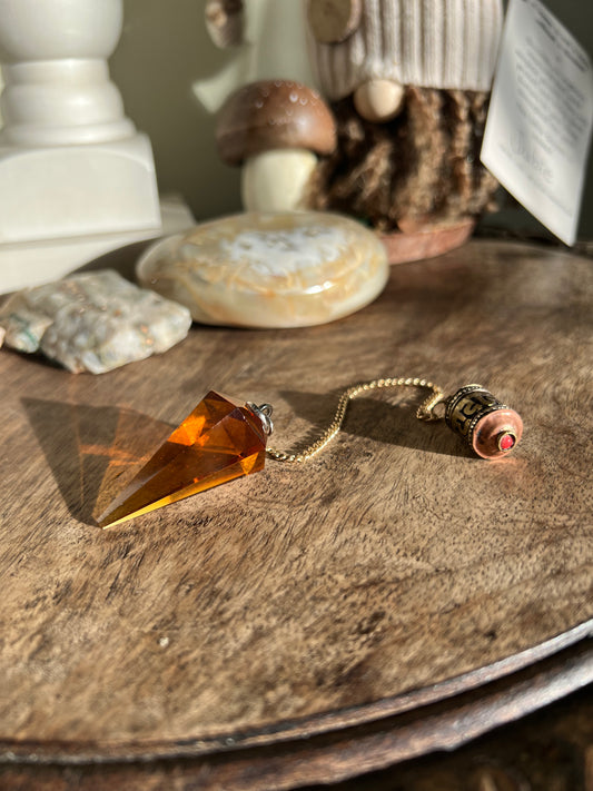 Orange Crystal Glass Pendulum