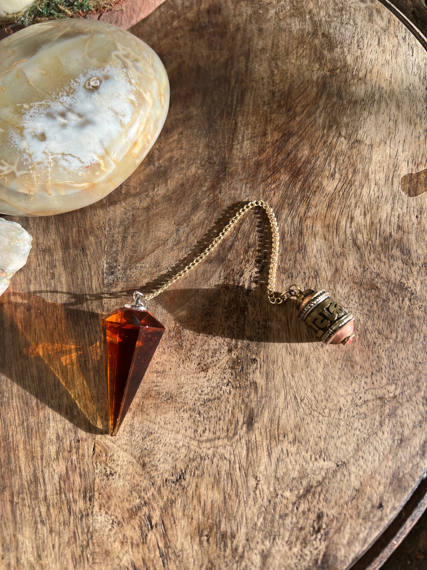 Orange Crystal Glass Pendulum