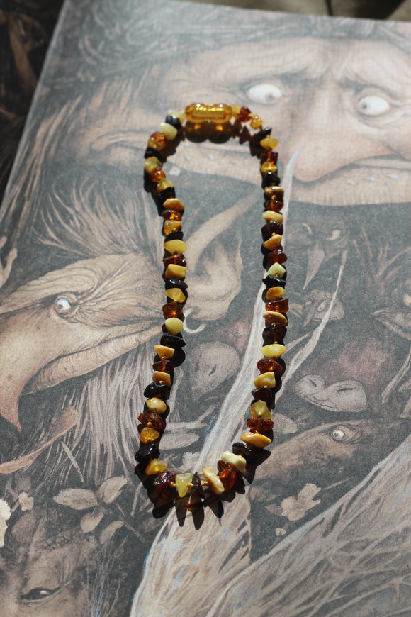 Multi colored Amber Necklace 13“ long