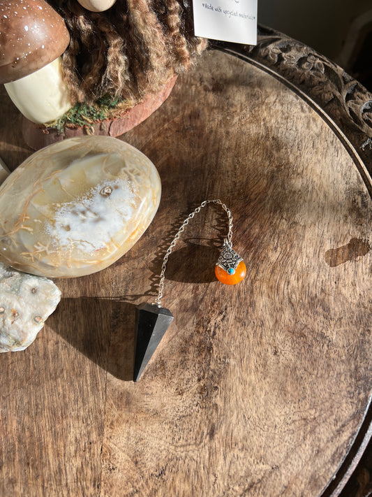 Hematite Amber Pendulum